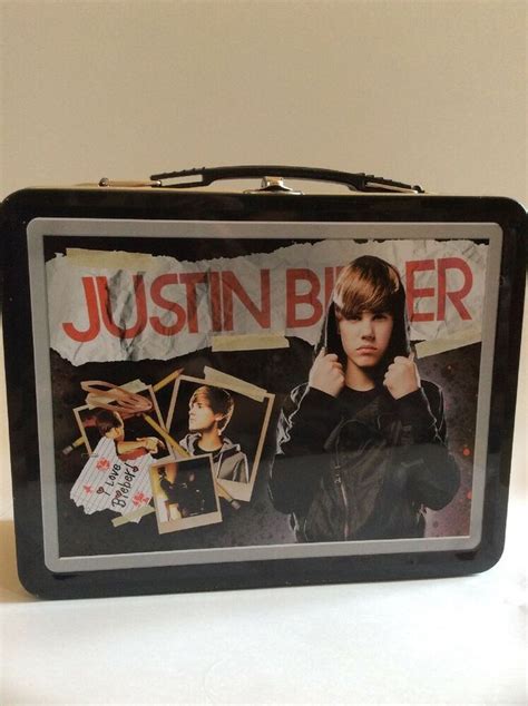 Vintage JUSTIN BIEBER TIN LUNCH BOX BLUE RARE 